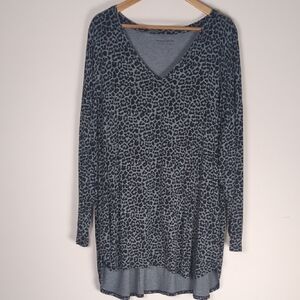Penningtons Gray and Black Animal Print Top